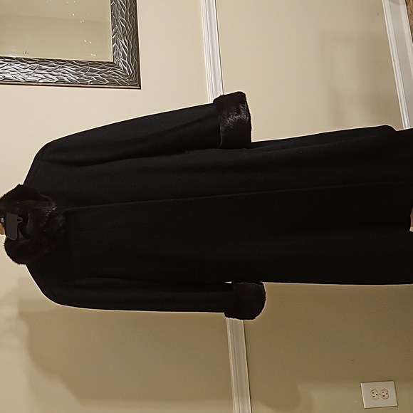 J.Perry For Marvin Richards Black 100% Wool Trench Coat - Picture 1 of 10